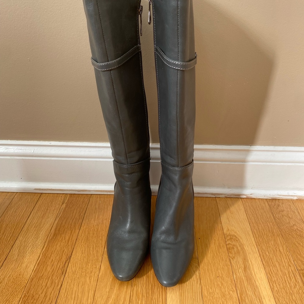 BCBGMaxAzria Women's Grey Leather Heel-High Boots